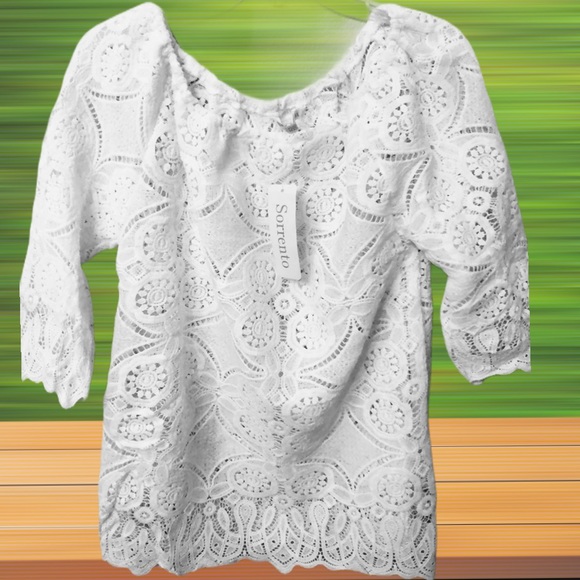 SOLD Crochet TUNIC delicate flower organic cotton - Picture 3 of 6